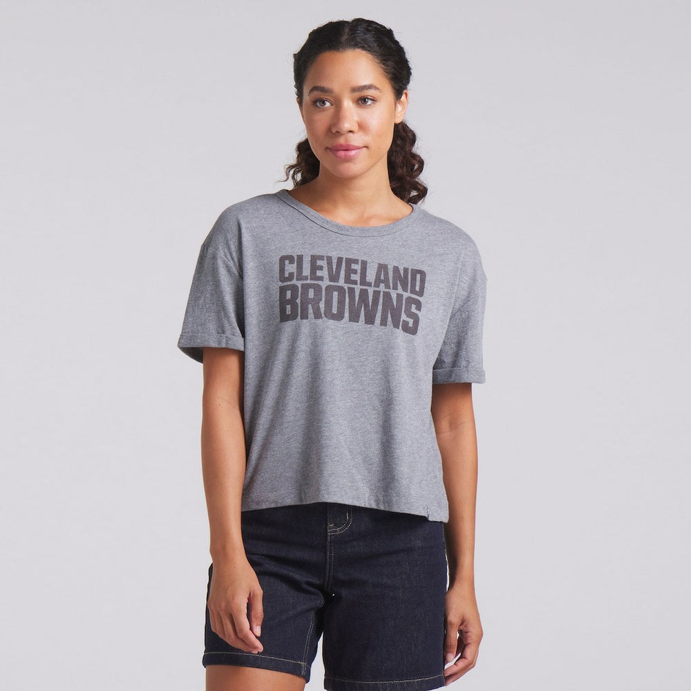 Cleveland Browns Women's Swing Pass Tri-Blend Boxy T-Shirt Heather Gray | Fanatics