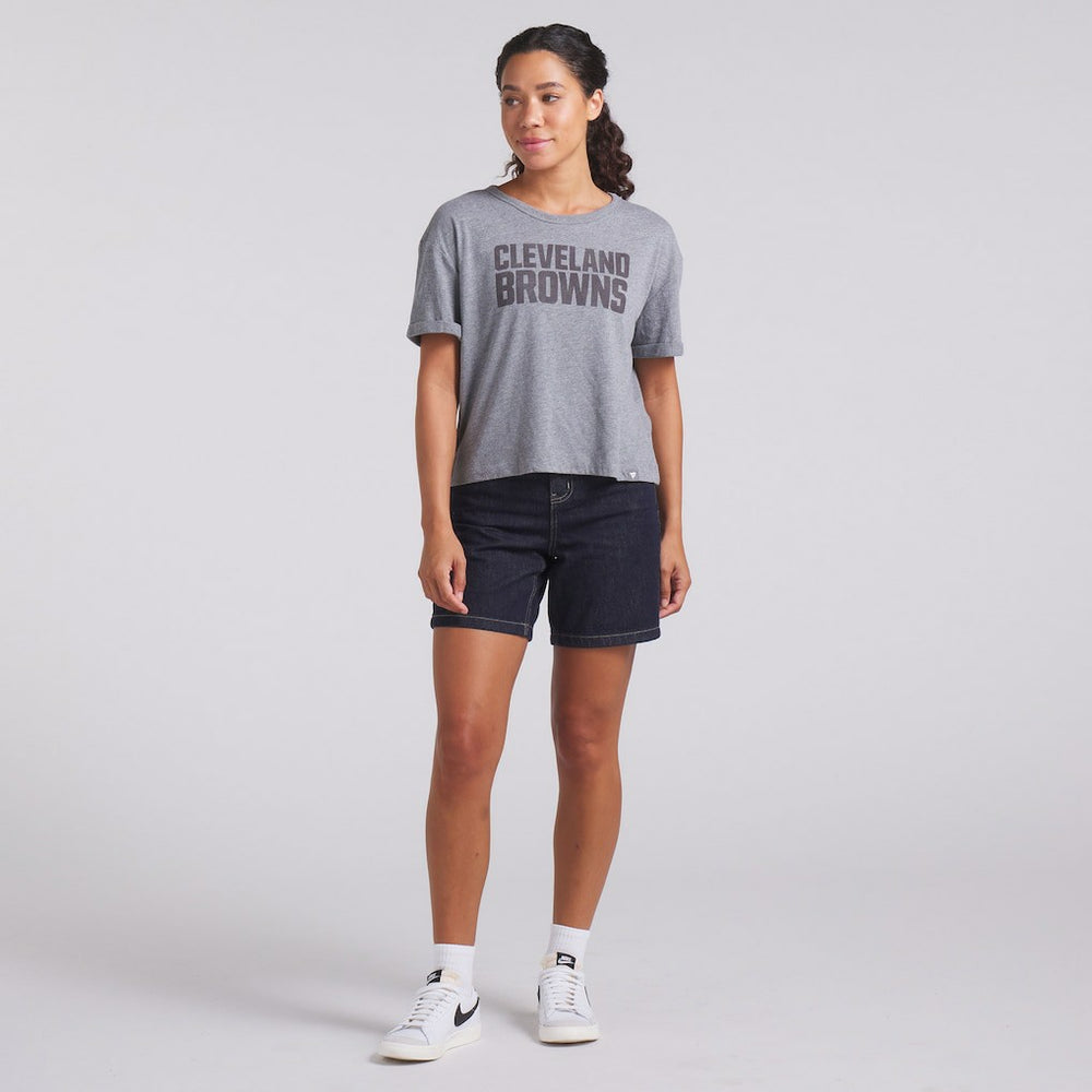 Cleveland Browns Women's Swing Pass Tri-Blend Boxy T-Shirt Heather Gray | Fanatics