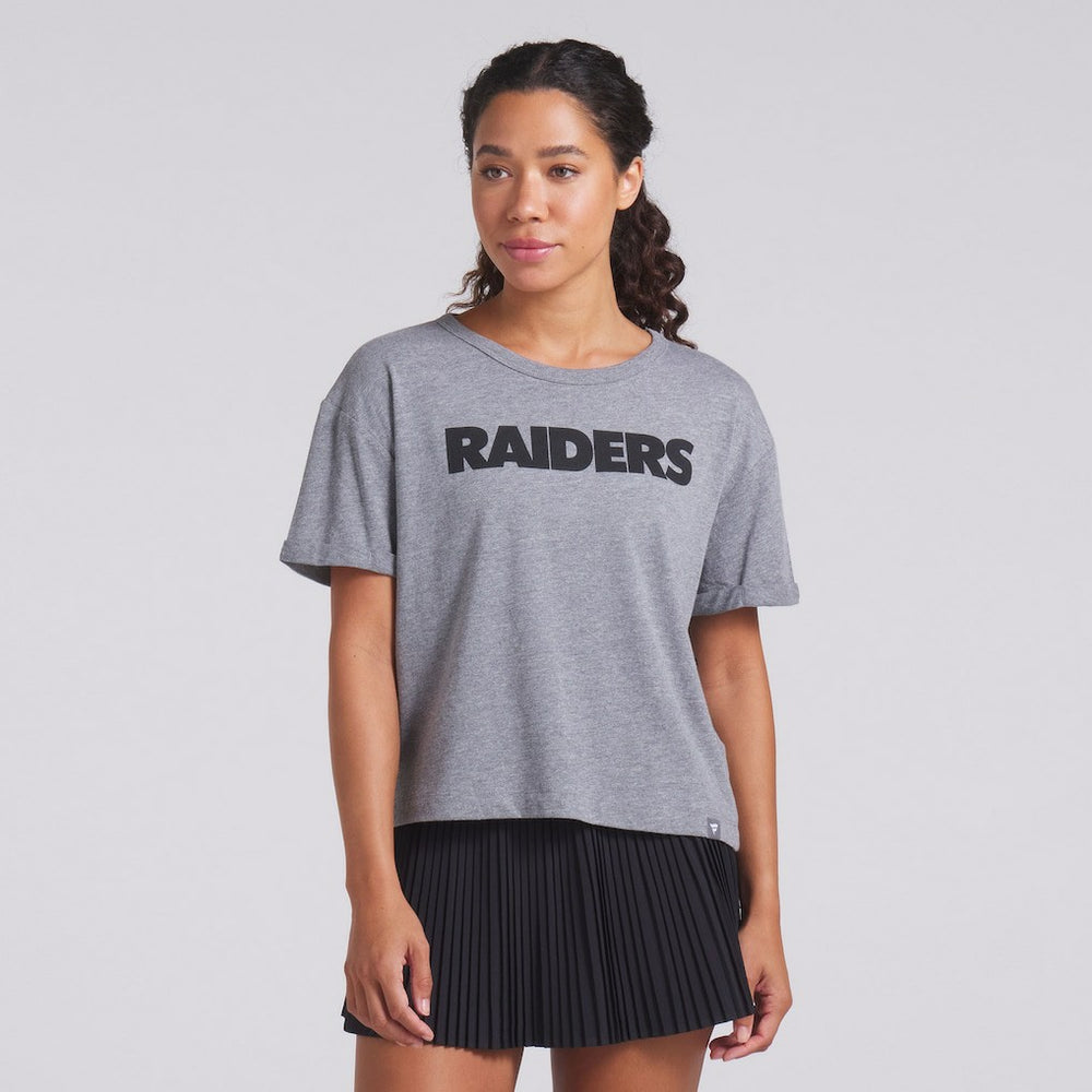 Las Vegas Raiders Women's Swing Pass Tri-Blend Boxy T-Shirt Heather Gray | Fanatics