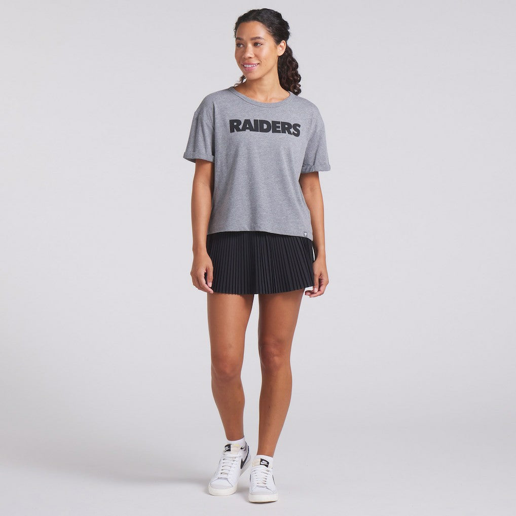Las Vegas Raiders Women's Swing Pass Tri-Blend Boxy T-Shirt Heather Gray | Fanatics