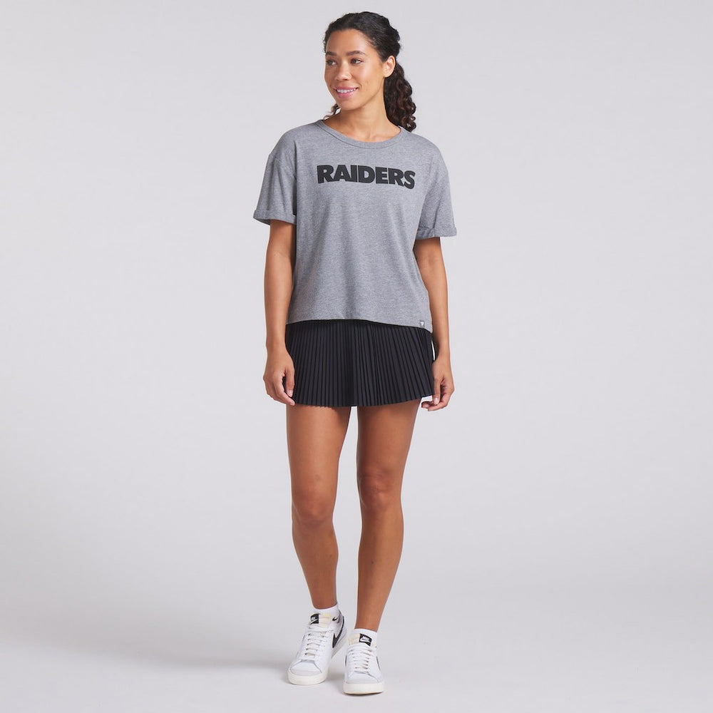 Las Vegas Raiders Women's Swing Pass Tri-Blend Boxy T-Shirt Heather Gray | Fanatics