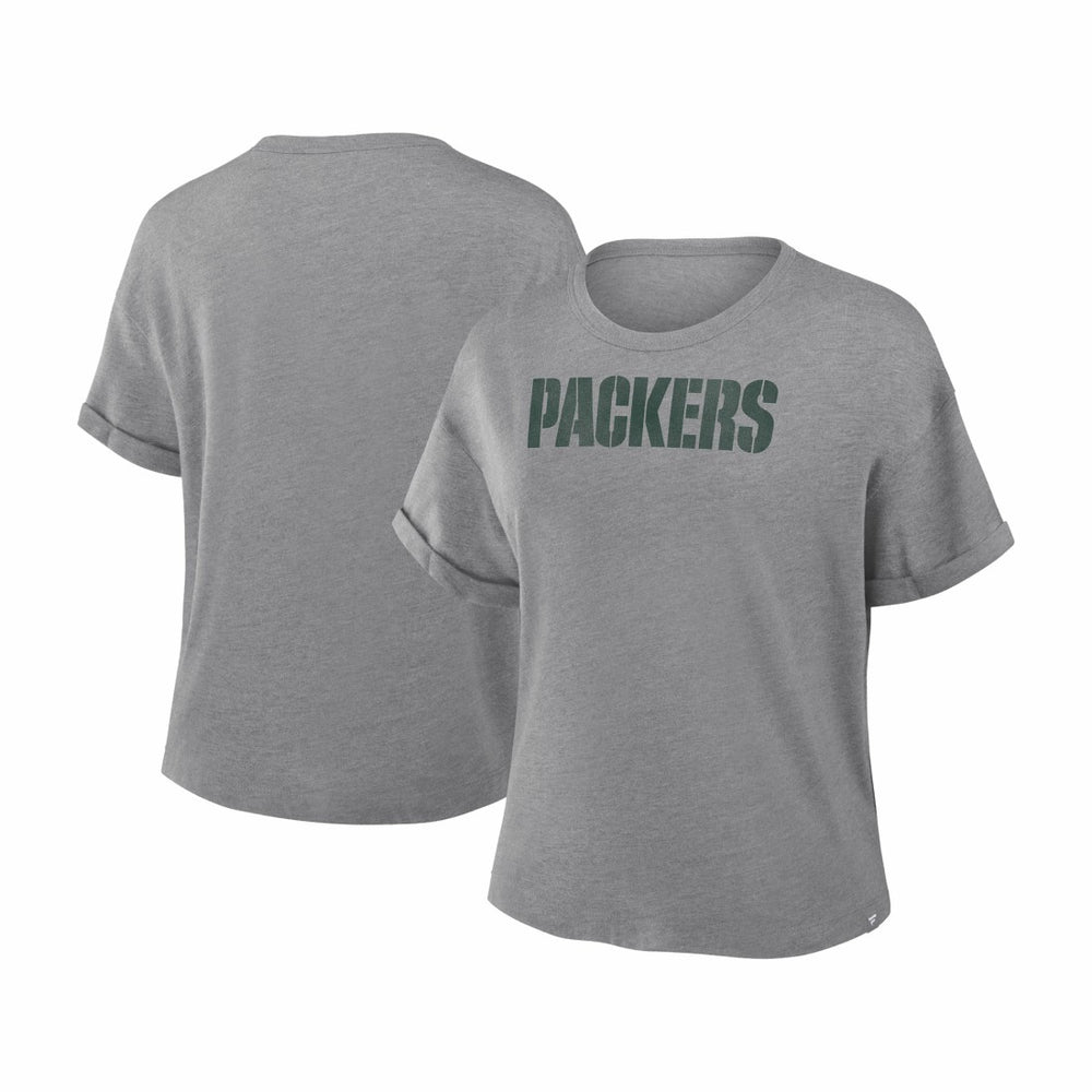 Green Bay Packers Women's Swing Pass Tri-Blend Boxy T-Shirt Heather Gray | Fanatics