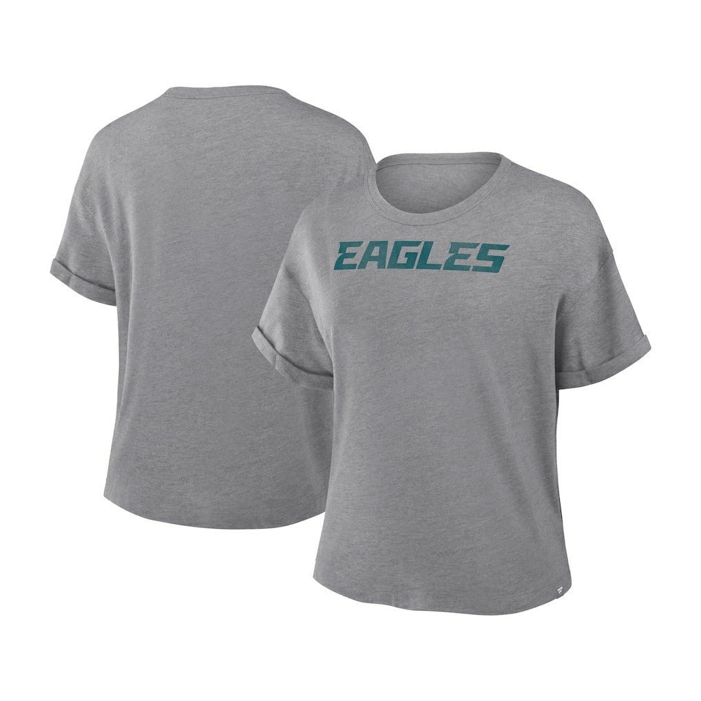 Philadelphia Eagles Women's Swing Pass Tri-Blend Boxy T-Shirt Heather Gray | Fanatics