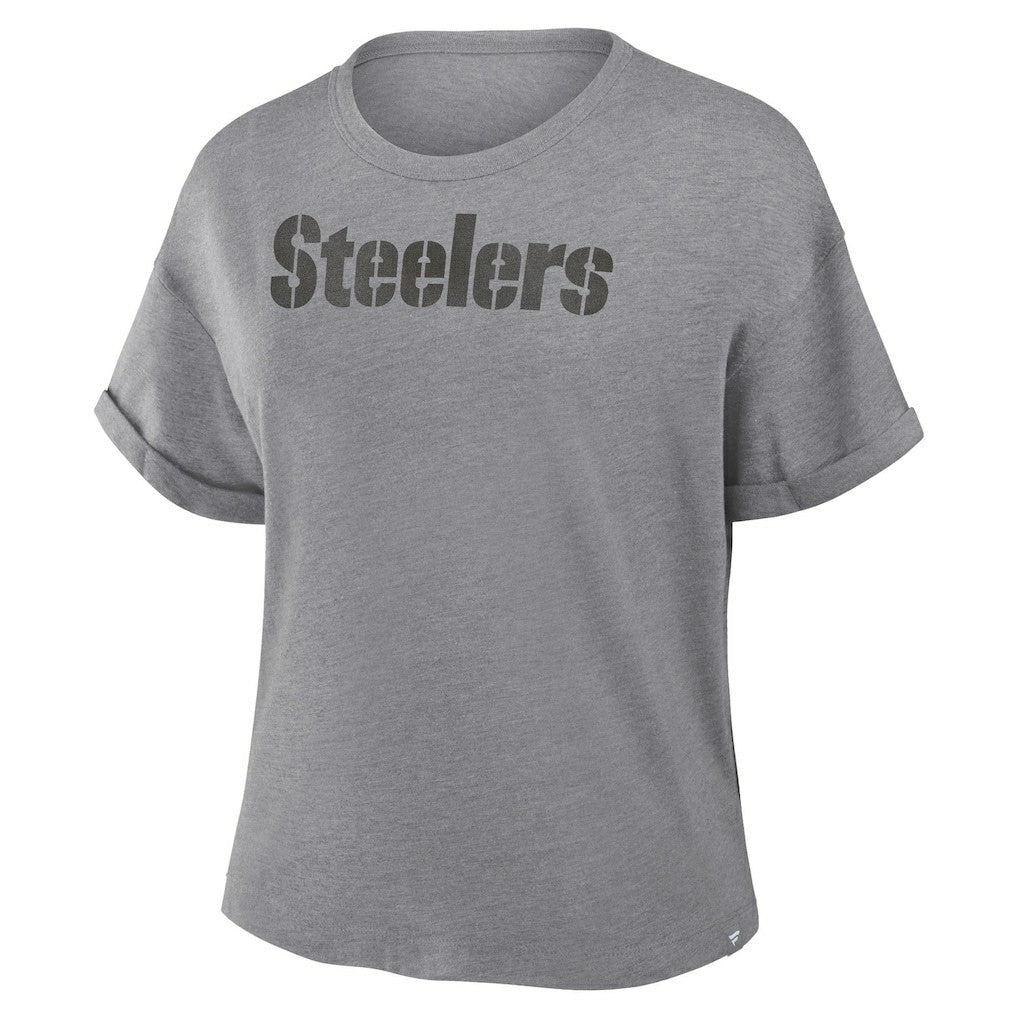 Pittsburgh Steelers Women's Swing Pass Tri-Blend Boxy T-Shirt Heather Gray | Fanatics
