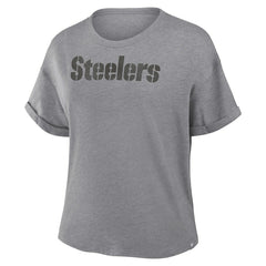 Pittsburgh Steelers Women's Swing Pass Tri-Blend Boxy T-Shirt Heather Gray | Fanatics