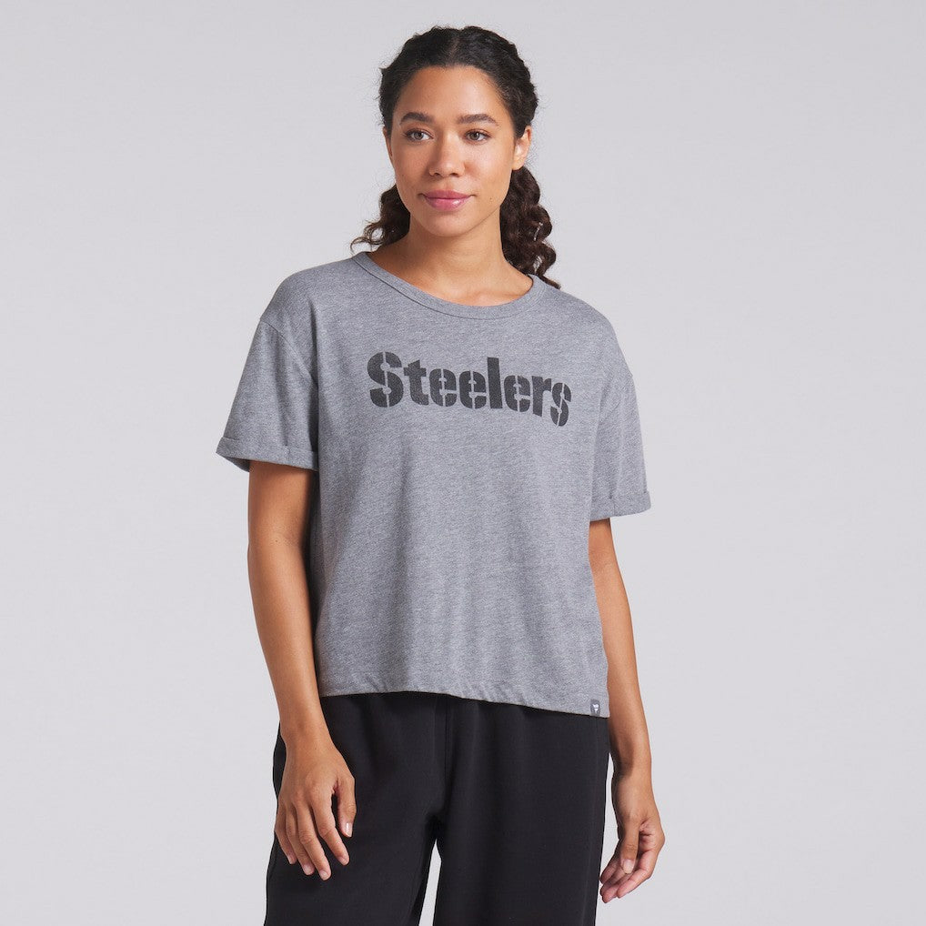 Pittsburgh Steelers Women's Swing Pass Tri-Blend Boxy T-Shirt Heather Gray | Fanatics
