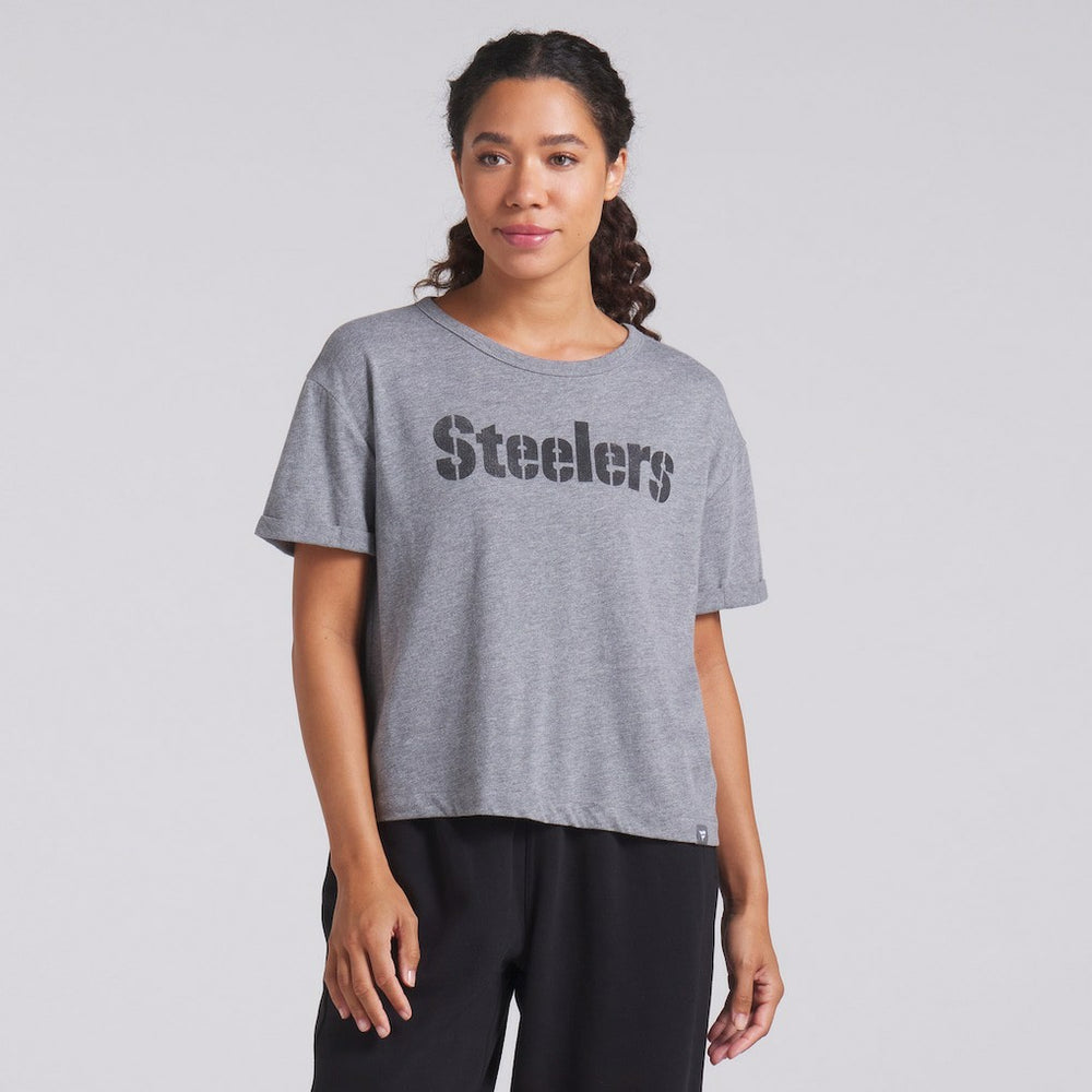 Pittsburgh Steelers Women's Swing Pass Tri-Blend Boxy T-Shirt Heather Gray | Fanatics