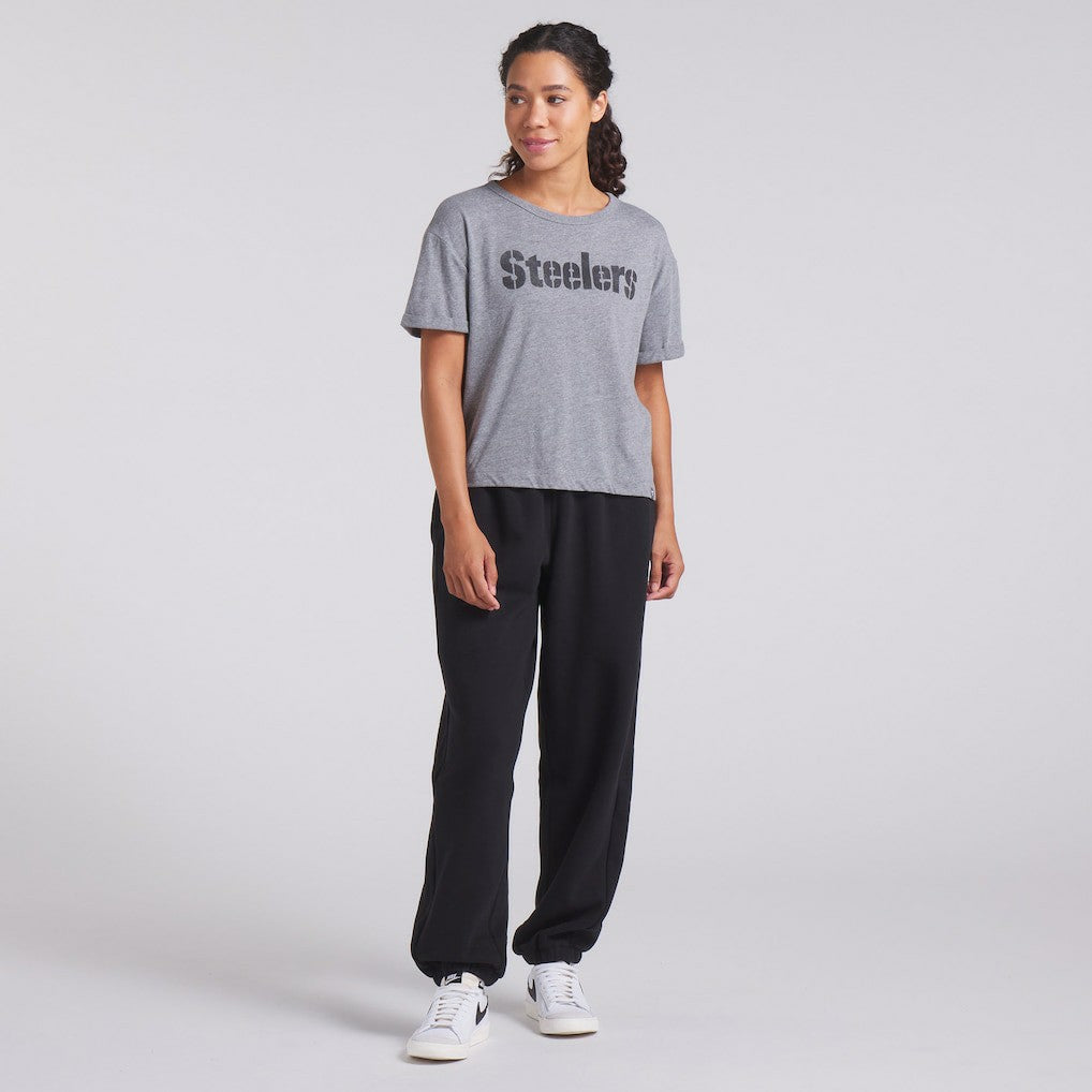 Pittsburgh Steelers Women's Swing Pass Tri-Blend Boxy T-Shirt Heather Gray | Fanatics