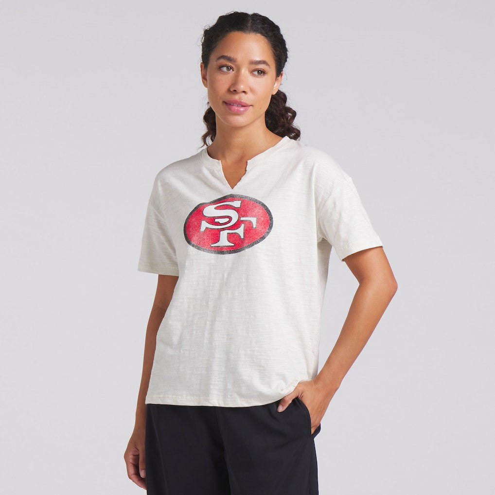 San Francisco 49ers Women's Trick Play Slub Boxy T-Shirt Cream | Fanatics