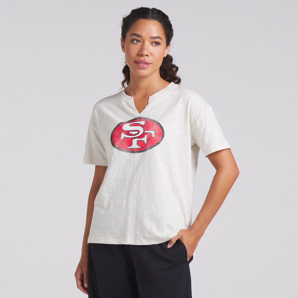 San Francisco 49ers Women's Trick Play Slub Boxy T-Shirt Cream | Fanatics