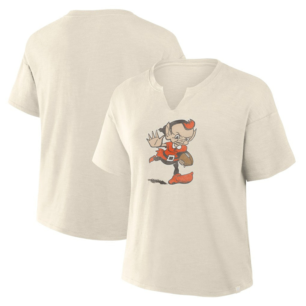 Cleveland Browns Women's Trick Play Slub Boxy T-Shirt Cream | Fanatics