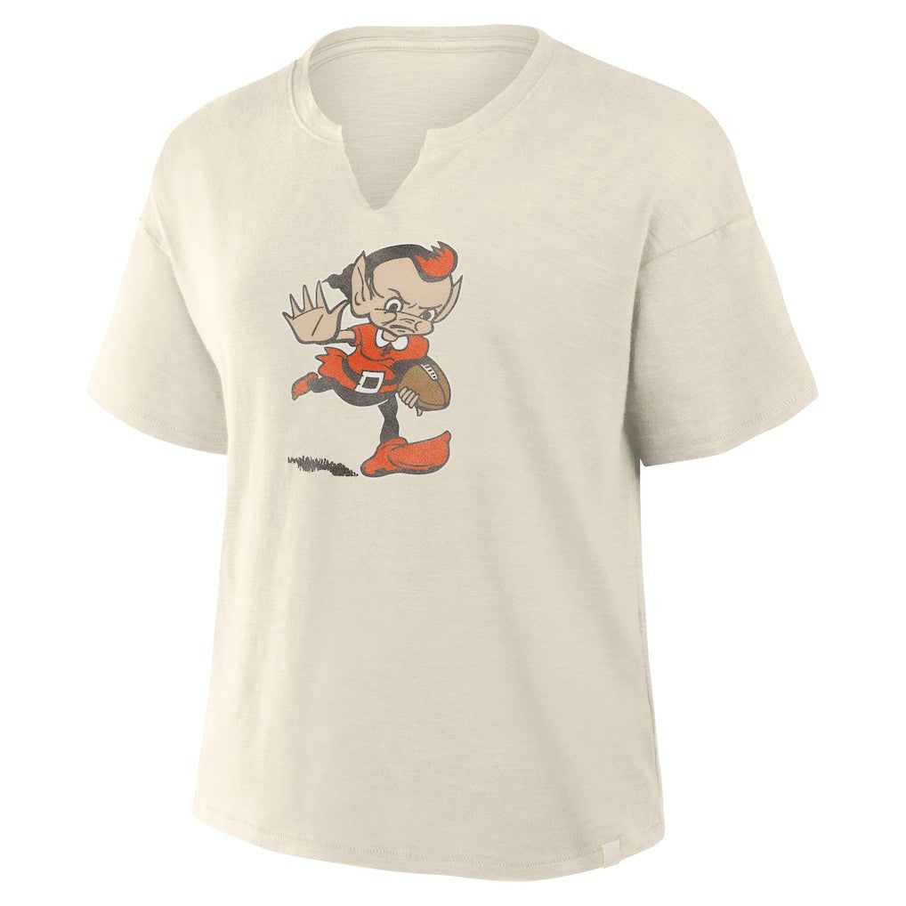 Cleveland Browns Women's Trick Play Slub Boxy T-Shirt Cream | Fanatics