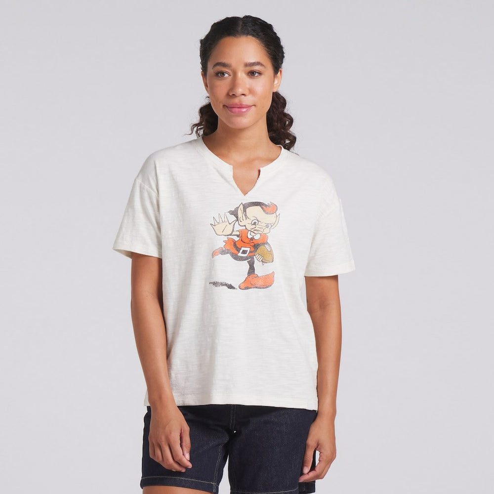 Cleveland Browns Women's Trick Play Slub Boxy T-Shirt Cream | Fanatics