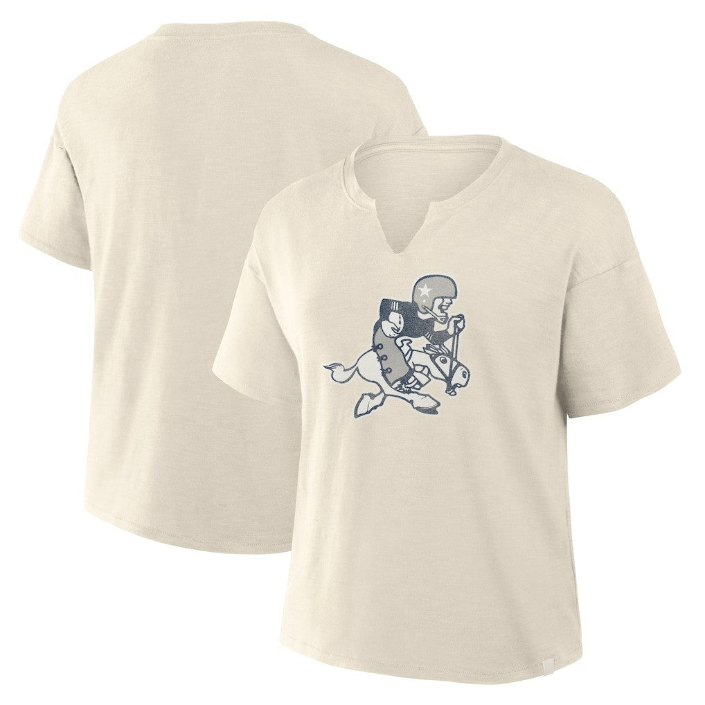 Dallas Cowboys Women's Trick Play Slub Boxy T-Shirt Cream | Fanatics
