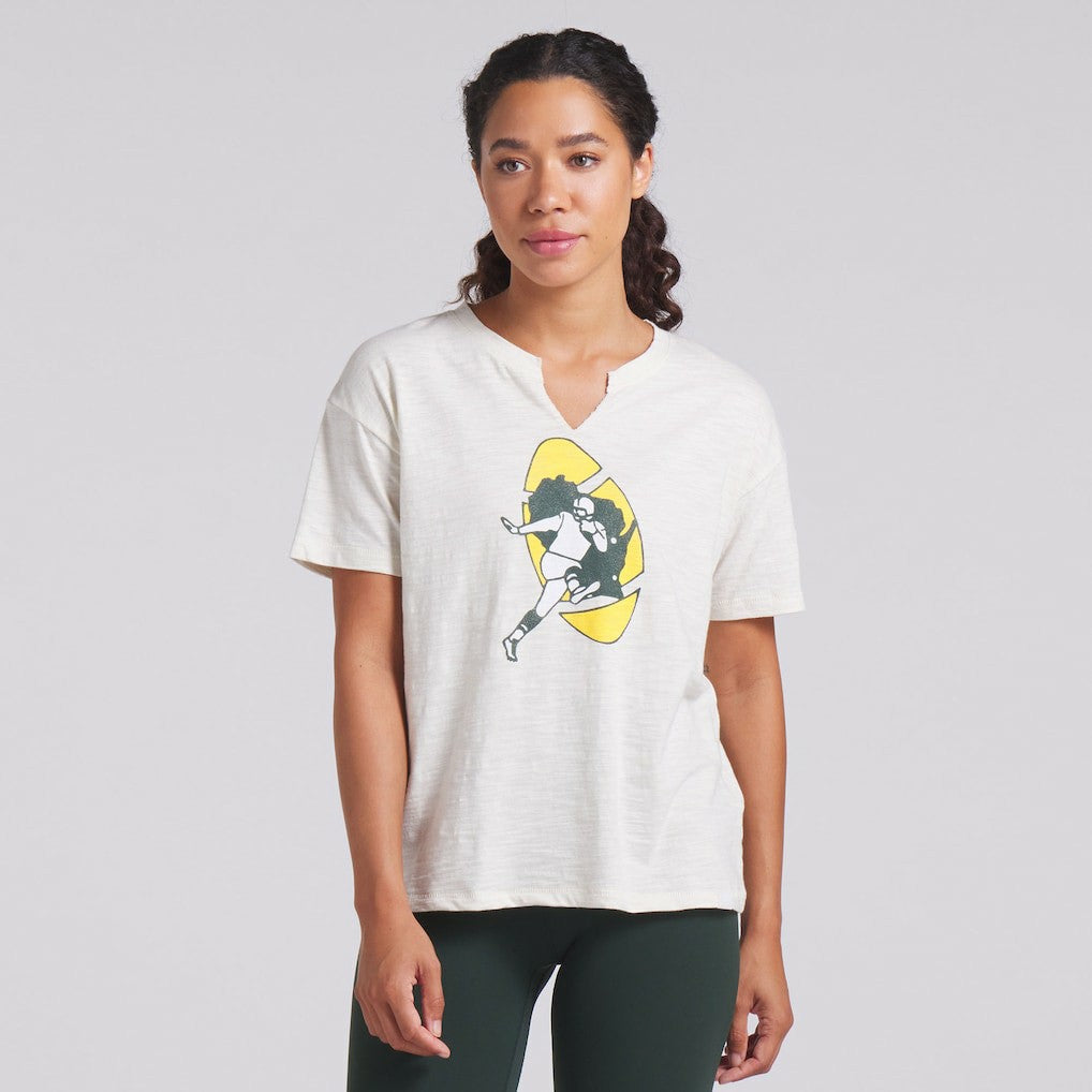 Green Bay Packers Women's Trick Play Slub Boxy T-Shirt Cream | Fanatics