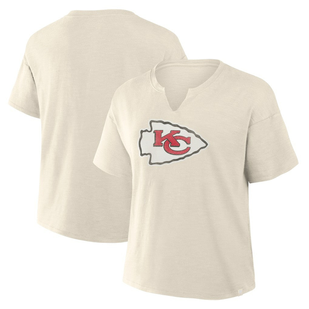 Kansas City Chiefs Women's Trick Play Slub Boxy T-Shirt Cream | Fanatics