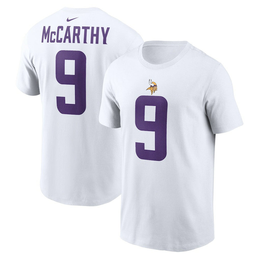 J.J. McCarthy Minnesota Vikings Player Name & Number T-Shirt White | Nike for Sale