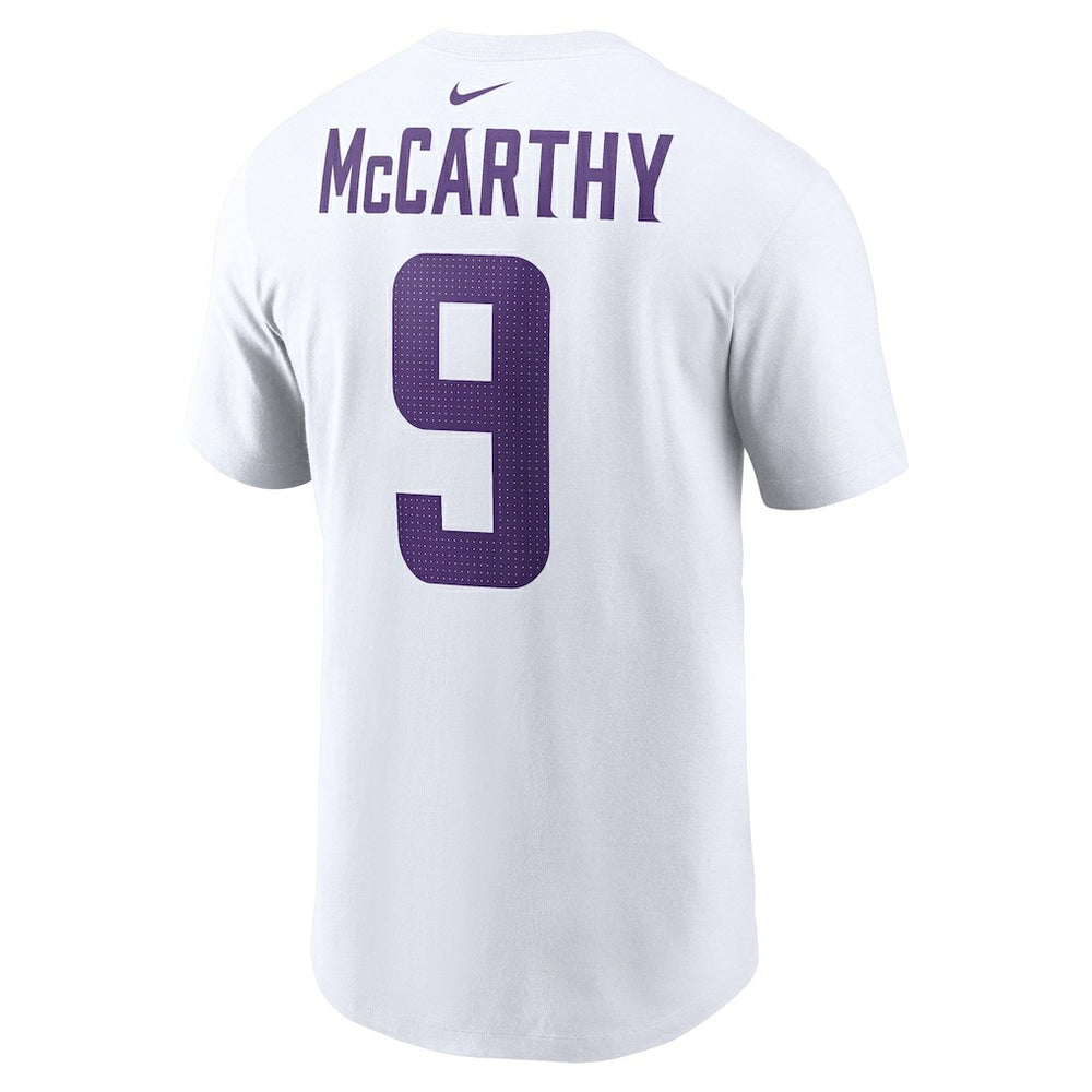 J.J. McCarthy Minnesota Vikings Player Name & Number T-Shirt White | Nike for Sale