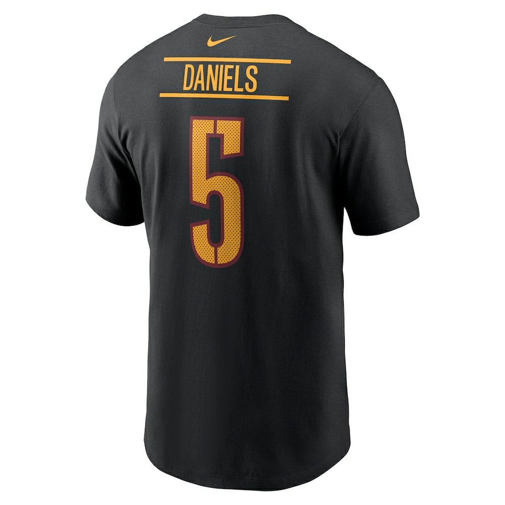 Jayden Daniels Washington Commanders Player Name & Number T-Shirt Black | Nike for Sale
