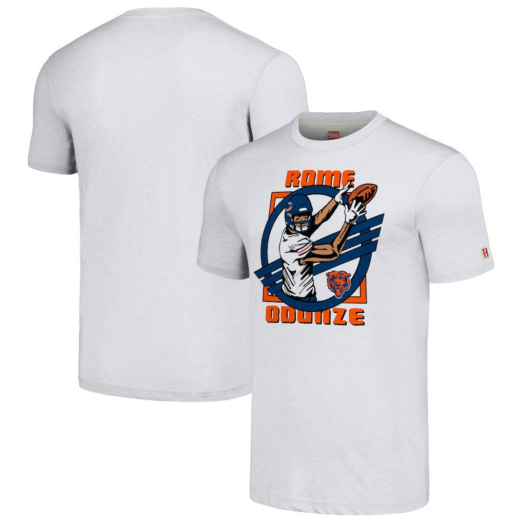 Rome Odunze Chicago Bears Homage Unisex Caricature Player Tri-Blend T-Shirt Ash | NFL
