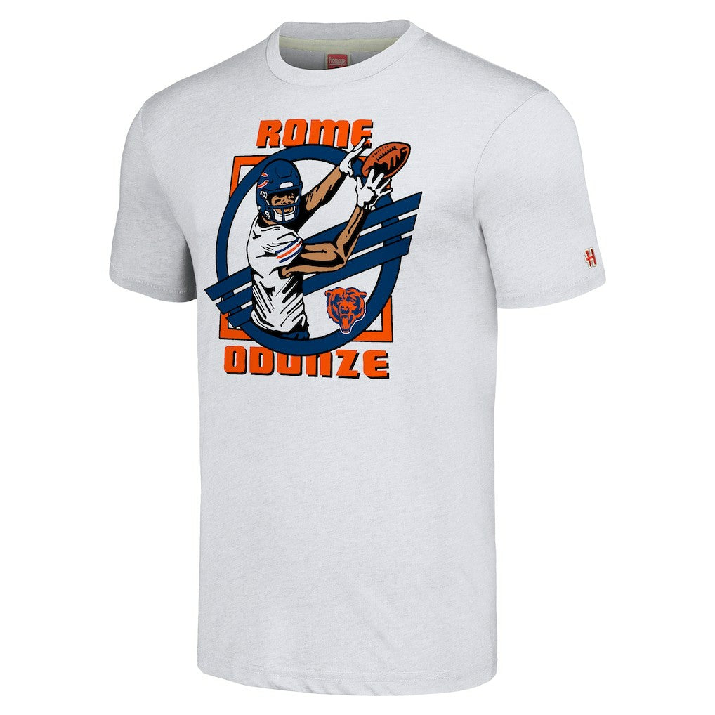 Rome Odunze Chicago Bears Homage Unisex Caricature Player Tri-Blend T-Shirt Ash | NFL