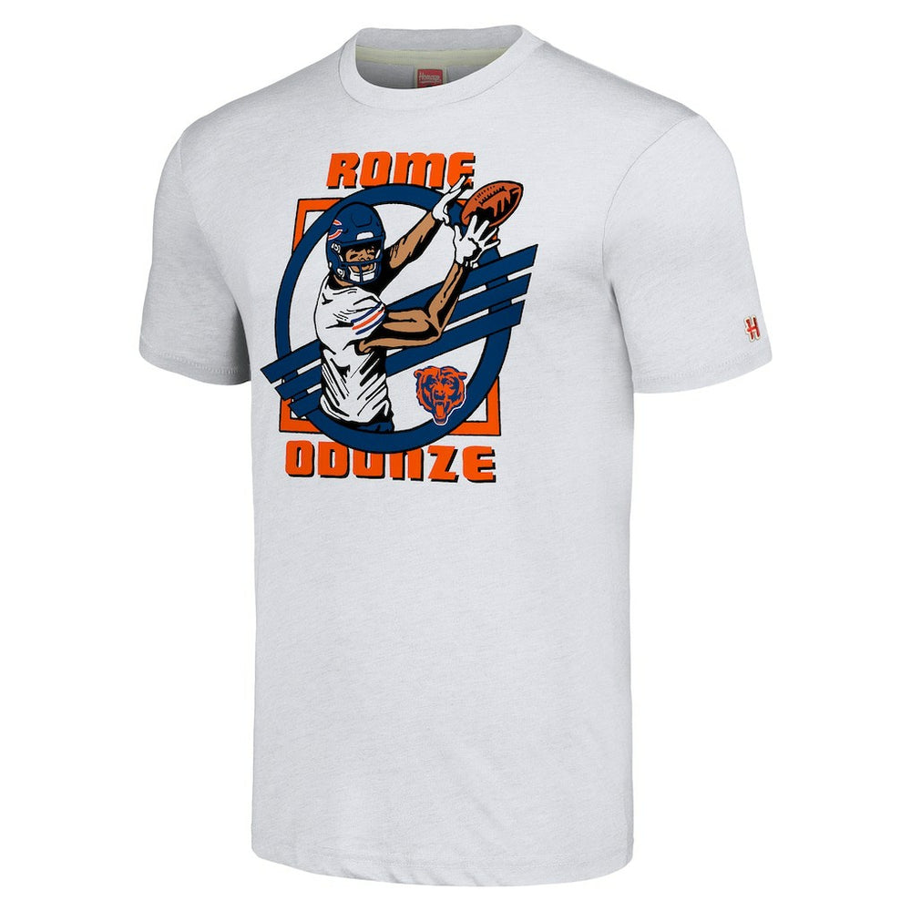 Rome Odunze Chicago Bears Homage Unisex Caricature Player Tri-Blend T-Shirt Ash | NFL