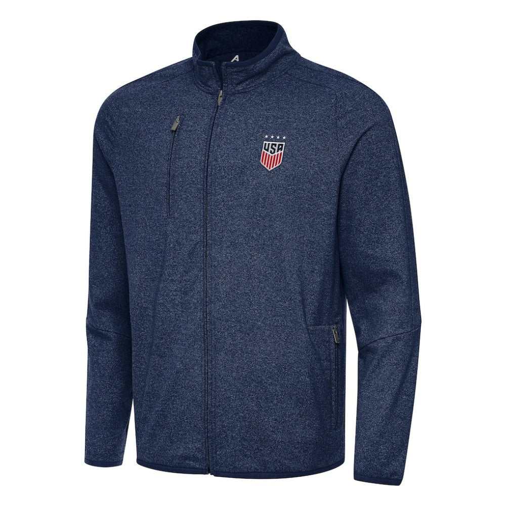 USWNT Antigua Hold-Up Tri-Blend Full-Zip Jacket Heather Navy - FIFA World CUP