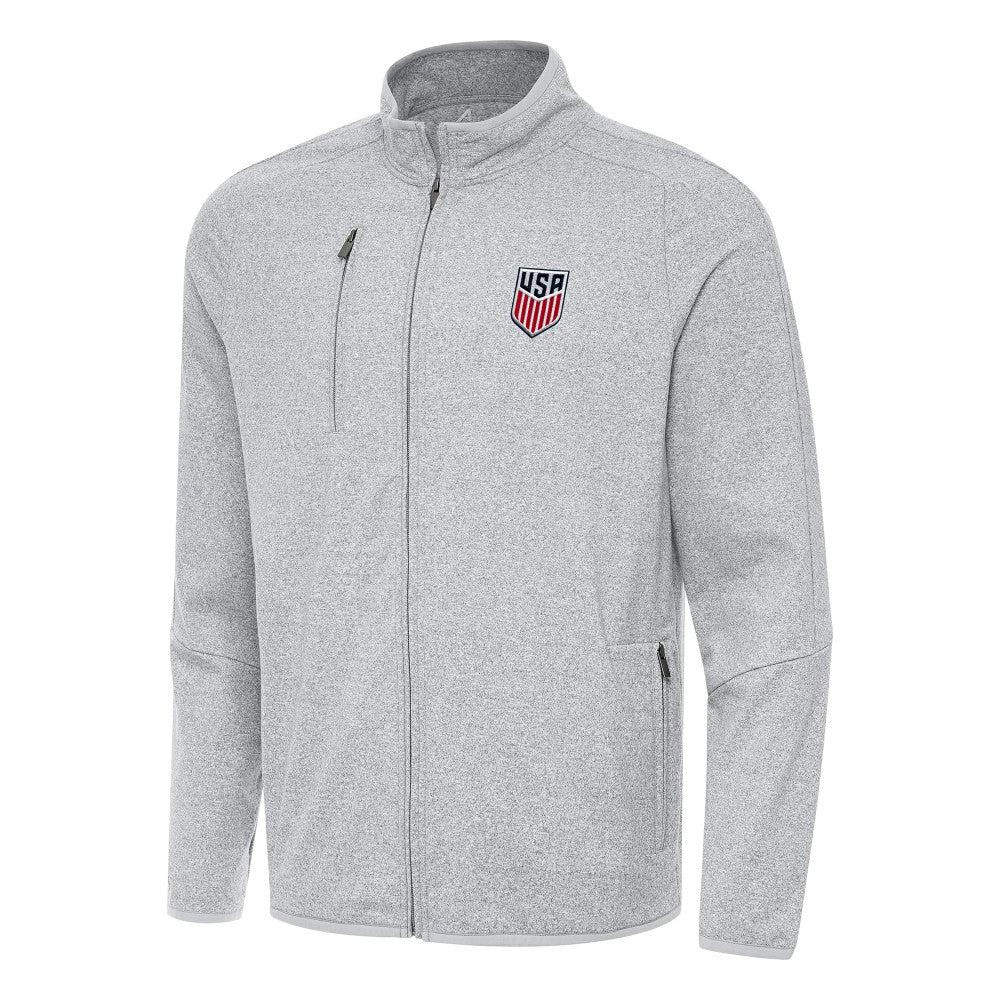 USMNT Antigua Hold-Up Tri-Blend Full-Zip Jacket Heather Gray - FIFA World CUP