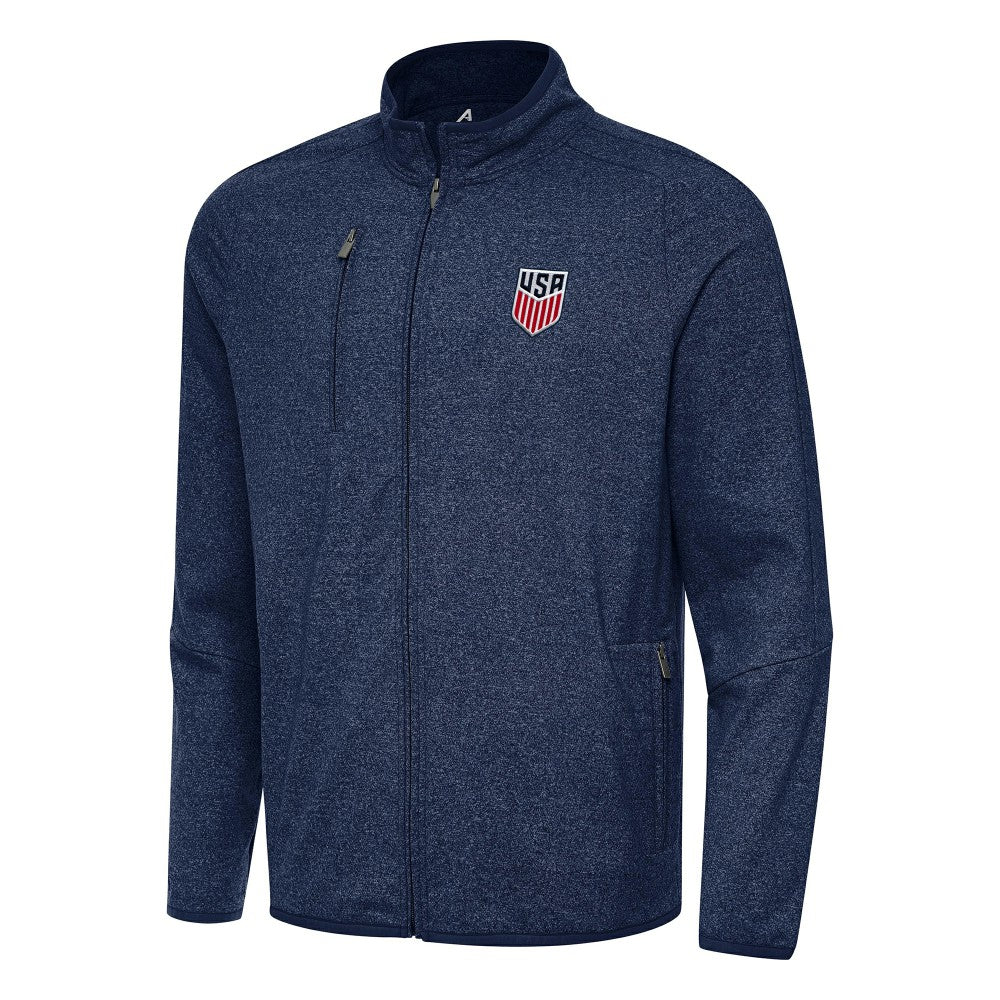 USMNT Antigua Hold-Up Tri-Blend Full-Zip Jacket Heather Navy - FIFA World CUP