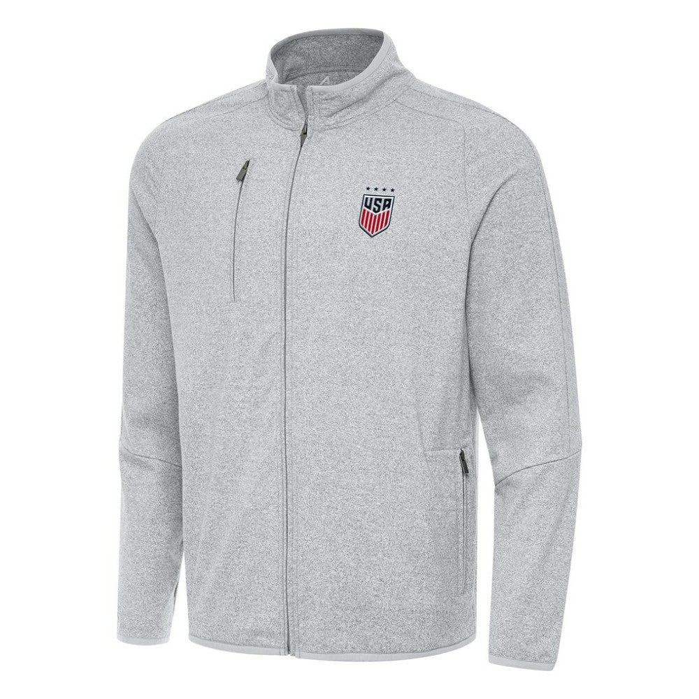 USWNT Antigua Hold-Up Tri-Blend Full-Zip Jacket Heather Gray - FIFA World CUP