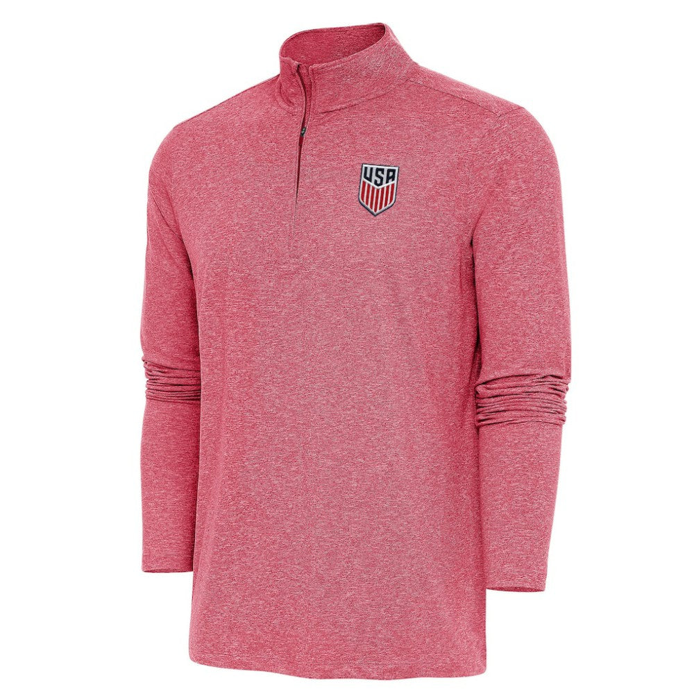 USMNT Antigua Hunk Quarter-Zip Top Heather Red - FIFA World CUP