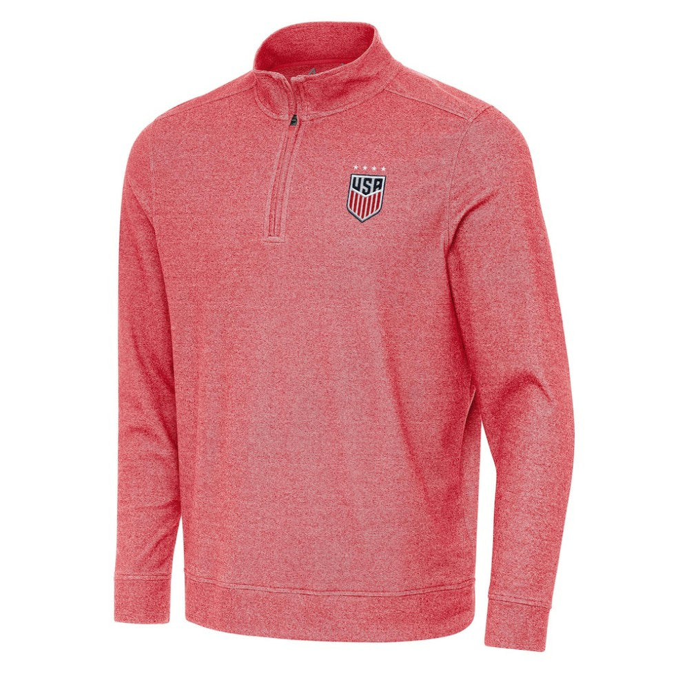 USWNT Antigua Subtle Quarter-Zip Top Heather Red - FIFA World CUP