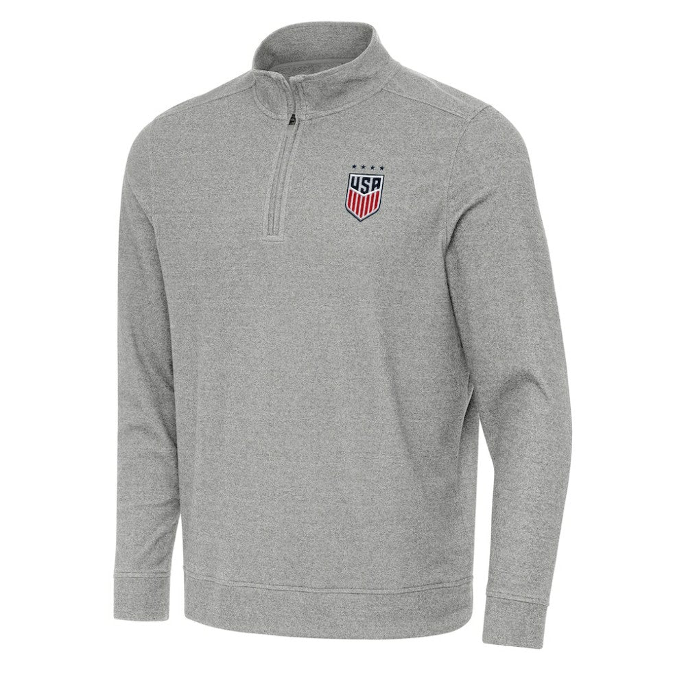 USWNT Antigua Subtle Quarter-Zip Top Heather Gray - FIFA World CUP