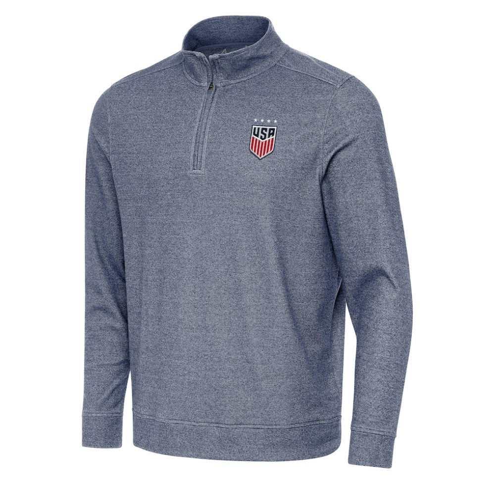 USWNT Antigua Subtle Quarter-Zip Top Heather Navy - FIFA World CUP