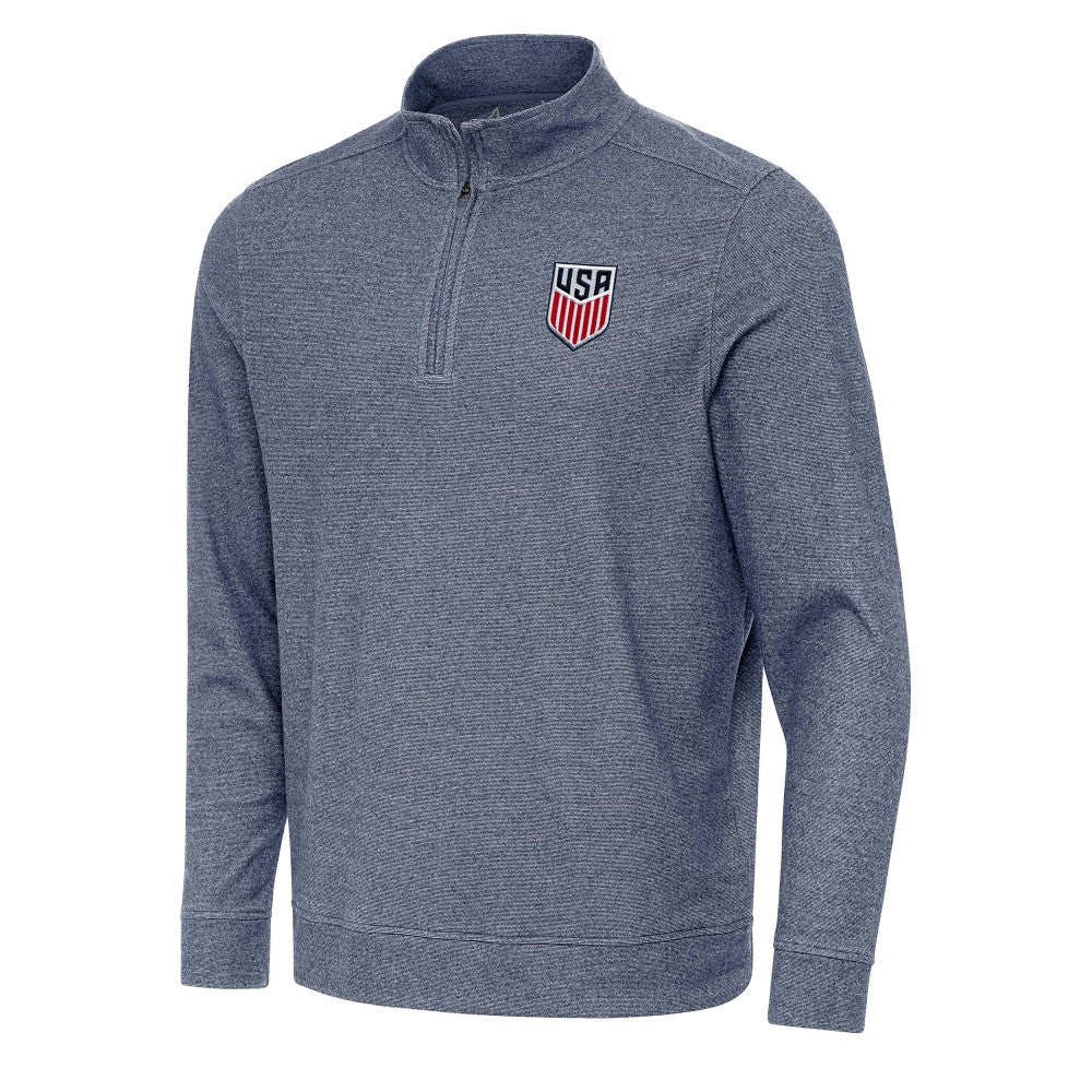 USMNT Antigua Subtle Quarter-Zip Top Heather Navy - FIFA World CUP