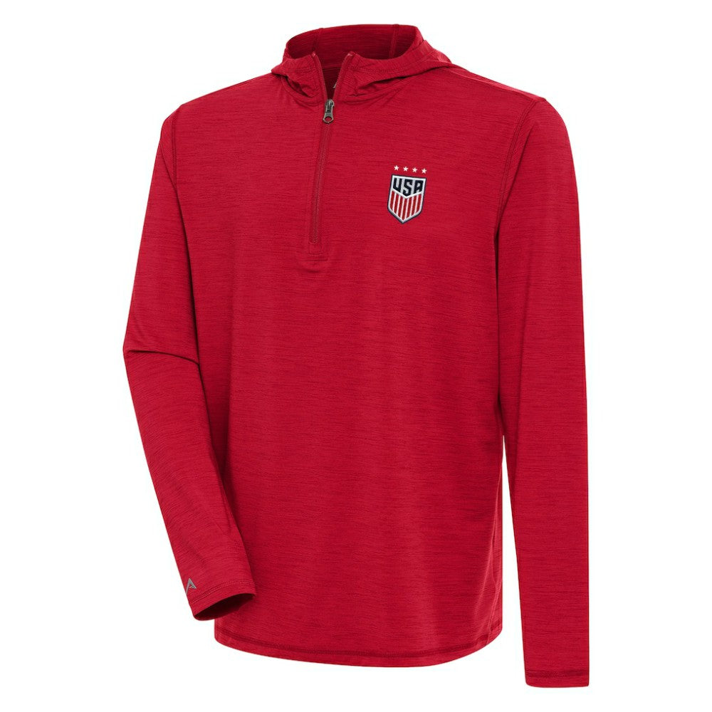 USWNT Antigua Tidy Quarter-Zip Hoodie Heather Red - FIFA World CUP