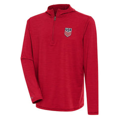 USMNT Antigua Tidy Quarter-Zip Hoodie Heather Red - FIFA World CUP