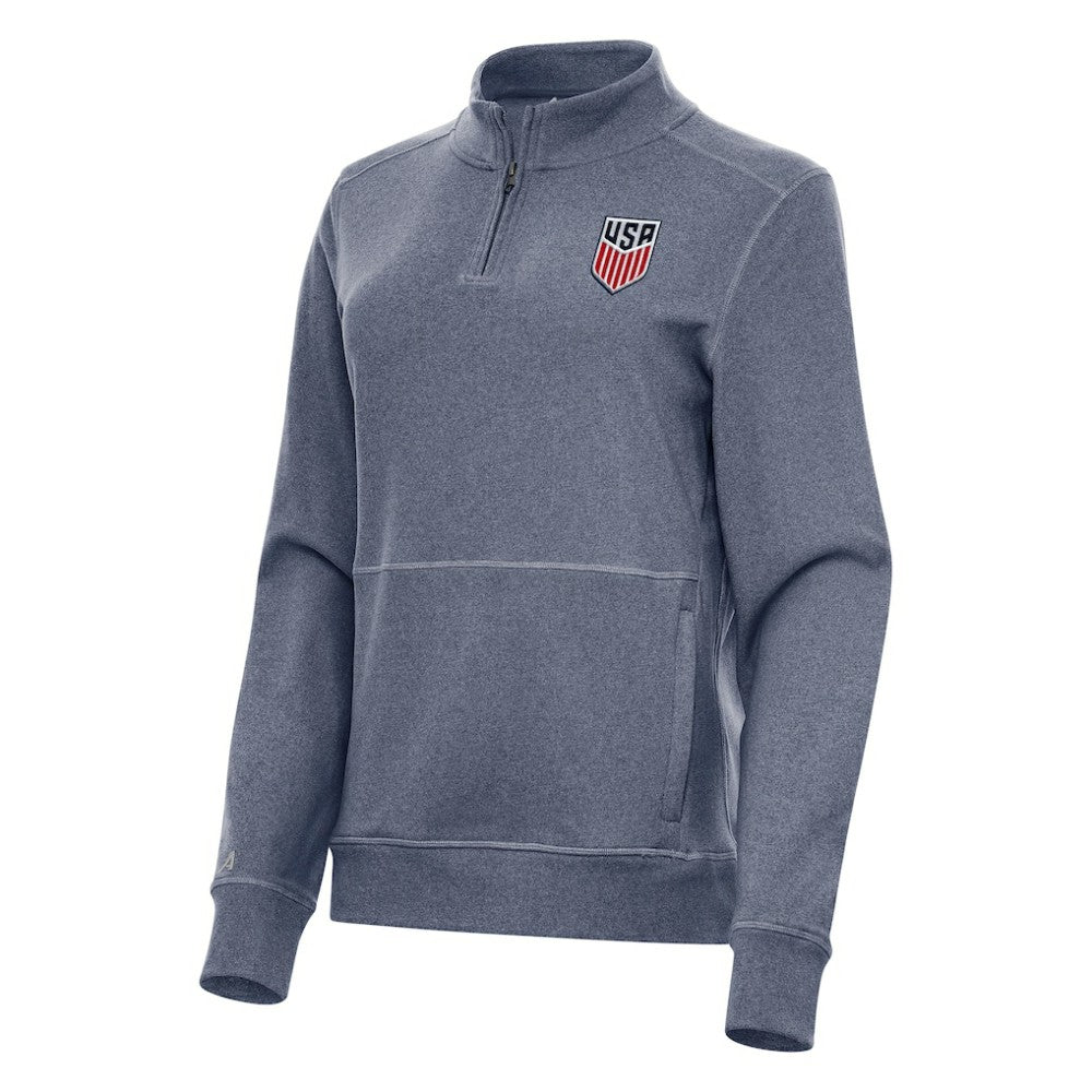 USMNT Antigua Women's Crush Quarter-Zip Top Heather Navy - FIFA World CUP