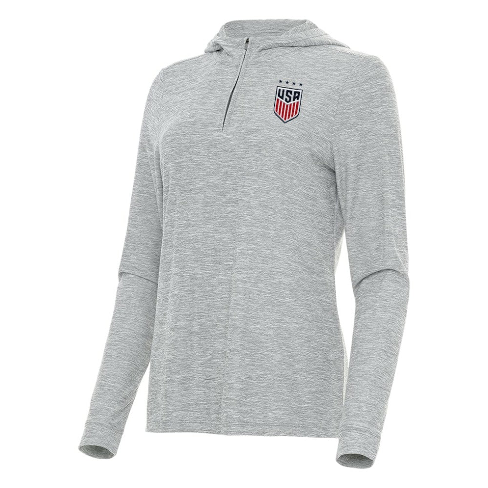 USWNT Antigua Women's Daybreak Quarter-Zip Hoodie Heather Gray - FIFA World CUP
