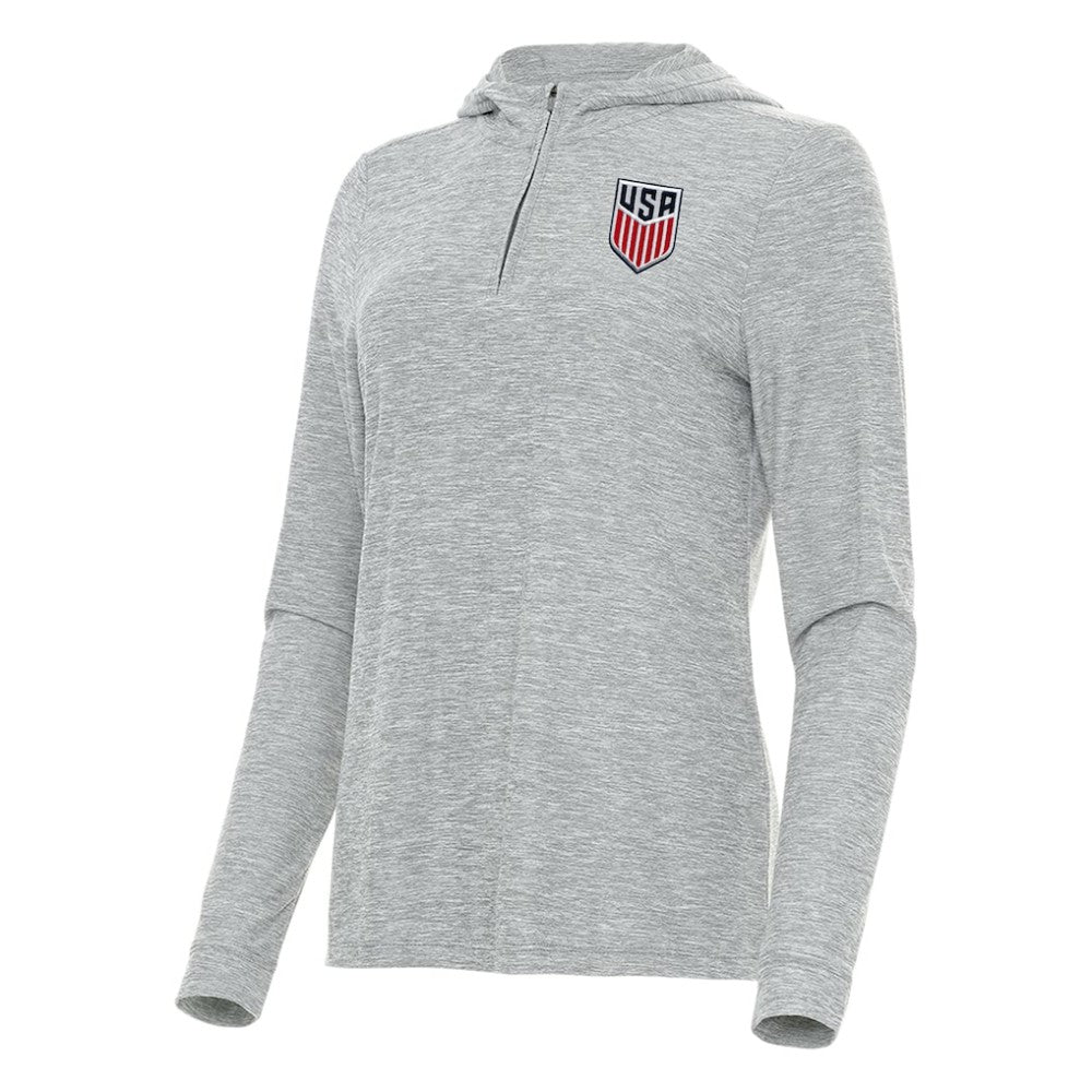 USMNT Antigua Women's Daybreak Quarter-Zip Hoodie Heather Gray - FIFA World CUP