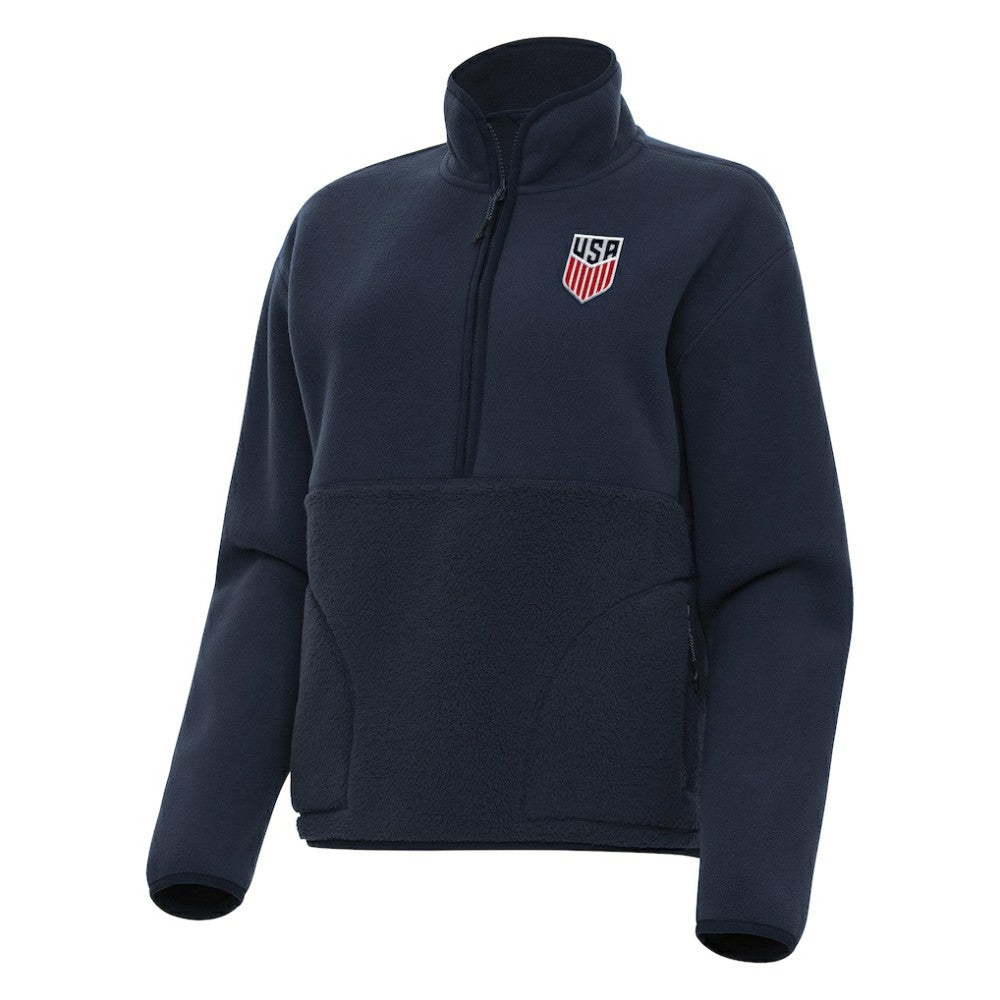 USMNT Antigua Women's Figure Quarter-Zip Jacket Navy - FIFA World CUP
