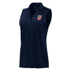 USMNT Antigua Layout Sleeveless V-Neck Polo Heather Navy - FIFA World CUP