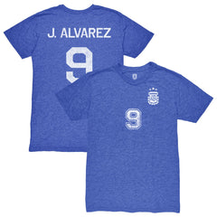 Julián Álvarez Argentina National Team 1863FC Retro Name & Number Tri-Blend T-Shirt Blue - FIFA World CUP