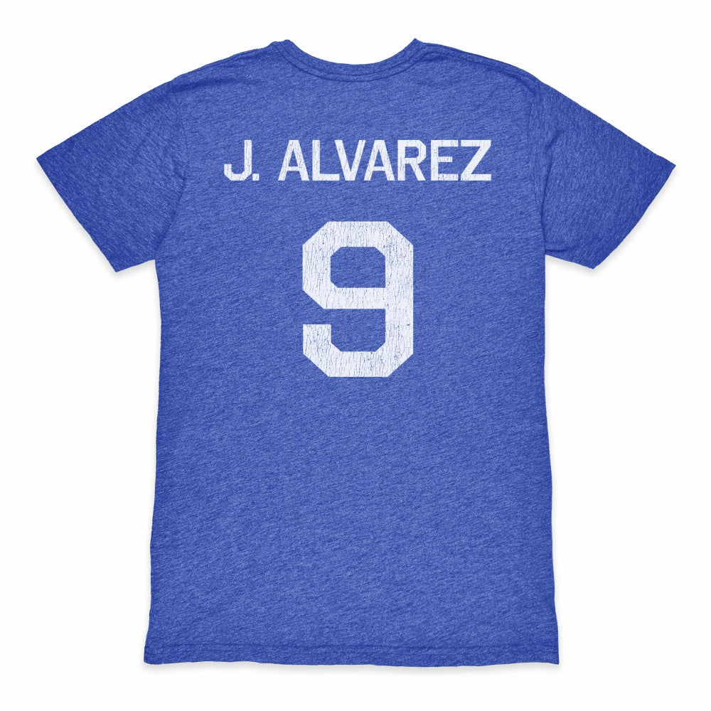 Julián Álvarez Argentina National Team 1863FC Retro Name & Number Tri-Blend T-Shirt Blue - FIFA World CUP