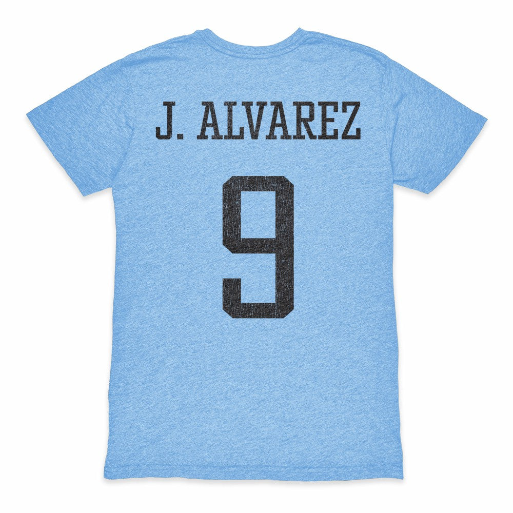 Julián Álvarez Argentina National Team 1863FC Player Retro Tri-Blend T-Shirt Light Blue - FIFA World CUP