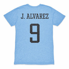 Julián Álvarez Argentina National Team 1863FC Player Retro Tri-Blend T-Shirt Light Blue - FIFA World CUP