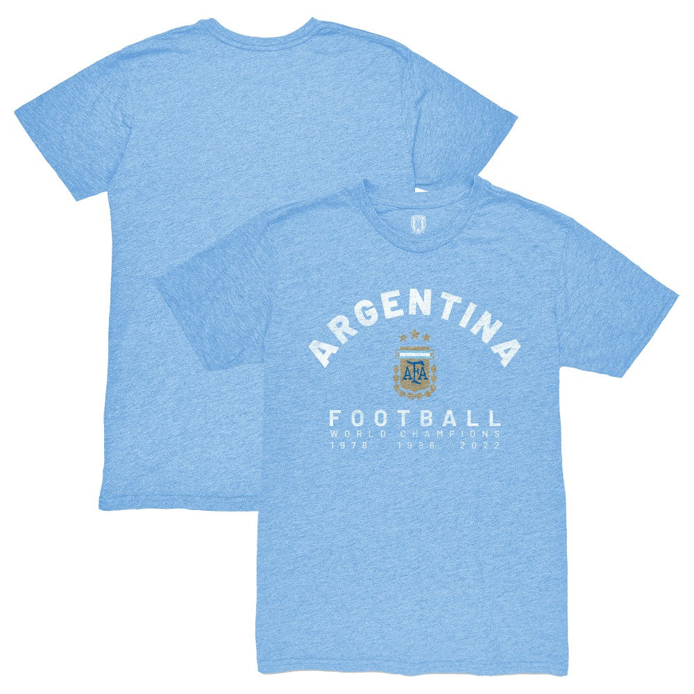 Argentina National Team 1863FC Three-Time World Champions Tri-Blend T-Shirt Light Blue - FIFA World CUP
