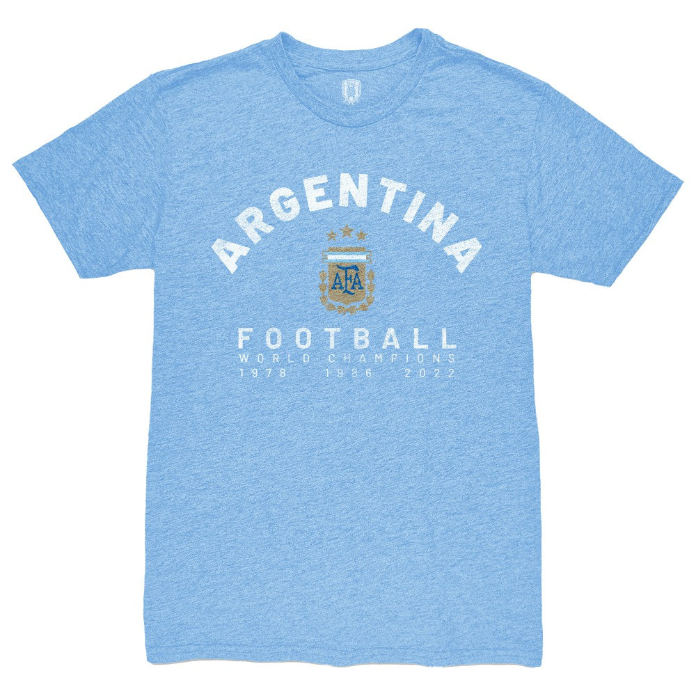 Argentina National Team 1863FC Three-Time World Champions Tri-Blend T-Shirt Light Blue - FIFA World CUP