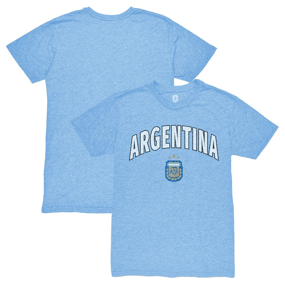 Argentina National Team 1863FC Retro Wordmark Tri-Blend T-Shirt Light Blue - FIFA World CUP