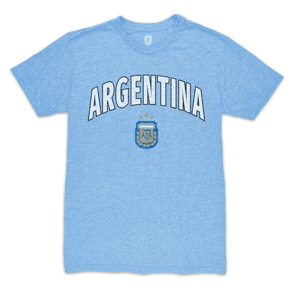 Argentina National Team 1863FC Retro Wordmark Tri-Blend T-Shirt Light Blue - FIFA World CUP